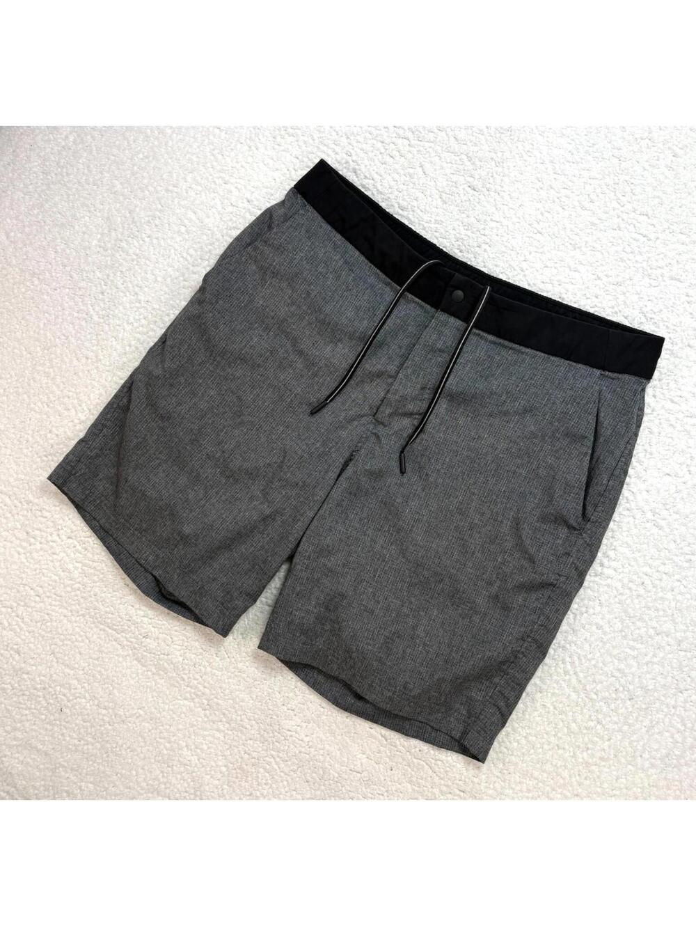 Lululemon Men's Shorts Size 36 Gray Striped Drawstring Athleisure Gym